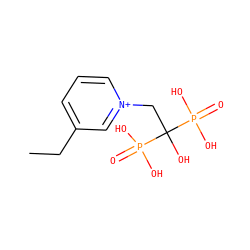 CCc1ccc[n+](CC(O)(P(=O)(O)O)P(=O)(O)O)c1 ZINC000013643046