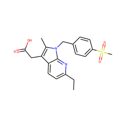 CCc1ccc2c(CC(=O)O)c(C)n(Cc3ccc(S(C)(=O)=O)cc3)c2n1 ZINC001772573898