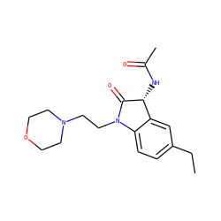 CCc1ccc2c(c1)[C@@H](NC(C)=O)C(=O)N2CCN1CCOCC1 ZINC000006669087