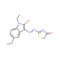 CCc1ccc2c(c1)c(N=NC1=NC(=O)CS1)c(O)n2CC ZINC000253982944