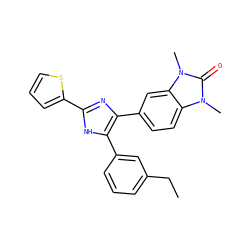 CCc1cccc(-c2[nH]c(-c3cccs3)nc2-c2ccc3c(c2)n(C)c(=O)n3C)c1 ZINC000014958502