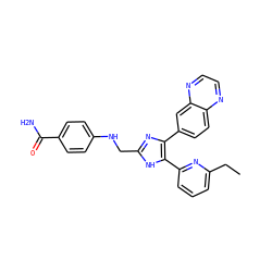 CCc1cccc(-c2[nH]c(CNc3ccc(C(N)=O)cc3)nc2-c2ccc3nccnc3c2)n1 ZINC000028656343