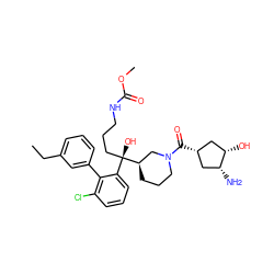 CCc1cccc(-c2c(Cl)cccc2[C@](O)(CCCNC(=O)OC)[C@@H]2CCCN(C(=O)[C@@H]3C[C@H](O)[C@H](N)C3)C2)c1 ZINC000141831079
