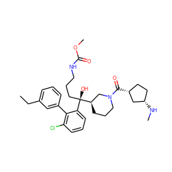 CCc1cccc(-c2c(Cl)cccc2[C@](O)(CCCNC(=O)OC)[C@@H]2CCCN(C(=O)[C@@H]3CC[C@H](NC)C3)C2)c1 ZINC000141829743