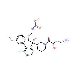 CCc1cccc(-c2c(F)cccc2[C@@](O)(CCCNC(=O)OC)[C@@H]2CCCN(C(=O)[C@@H](O)CCN)C2)c1 ZINC000140108757