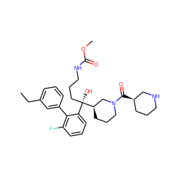 CCc1cccc(-c2c(F)cccc2[C@@](O)(CCCNC(=O)OC)[C@@H]2CCCN(C(=O)[C@@H]3CCCNC3)C2)c1 ZINC000059032767