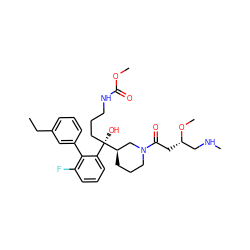 CCc1cccc(-c2c(F)cccc2[C@@](O)(CCCNC(=O)OC)[C@@H]2CCCN(C(=O)C[C@@H](CNC)OC)C2)c1 ZINC000140367539