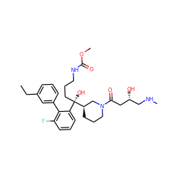 CCc1cccc(-c2c(F)cccc2[C@@](O)(CCCNC(=O)OC)[C@@H]2CCCN(C(=O)C[C@H](O)CNC)C2)c1 ZINC000144531273