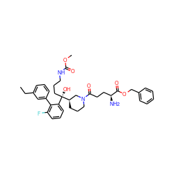 CCc1cccc(-c2c(F)cccc2[C@@](O)(CCCNC(=O)OC)[C@@H]2CCCN(C(=O)CC[C@H](N)C(=O)OCc3ccccc3)C2)c1 ZINC000198082562
