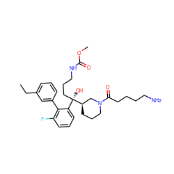 CCc1cccc(-c2c(F)cccc2[C@@](O)(CCCNC(=O)OC)[C@@H]2CCCN(C(=O)CCCCN)C2)c1 ZINC000144398876