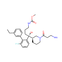 CCc1cccc(-c2c(F)cccc2[C@@](O)(CCCNC(=O)OC)[C@@H]2CCCN(C(=O)CCN)C2)c1 ZINC000144381282