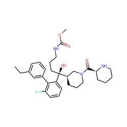 CCc1cccc(-c2c(F)cccc2[C@](O)(CCCNC(=O)OC)[C@@H]2CCCN(C(=O)[C@@H]3CCCCN3)C2)c1 ZINC000140784975