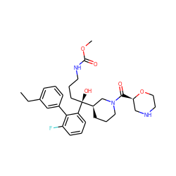 CCc1cccc(-c2c(F)cccc2[C@](O)(CCCNC(=O)OC)[C@@H]2CCCN(C(=O)[C@@H]3CNCCO3)C2)c1 ZINC000166228427