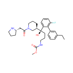 CCc1cccc(-c2c(F)cccc2[C@](O)(CCCNC(=O)OC)[C@@H]2CCCN(C(=O)C[C@@H]3CCCN3)C2)c1 ZINC000166052622