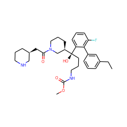 CCc1cccc(-c2c(F)cccc2[C@](O)(CCCNC(=O)OC)[C@@H]2CCCN(C(=O)C[C@@H]3CCCNC3)C2)c1 ZINC000043200862