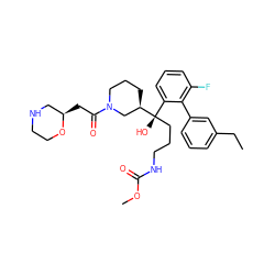 CCc1cccc(-c2c(F)cccc2[C@](O)(CCCNC(=O)OC)[C@@H]2CCCN(C(=O)C[C@@H]3CNCCO3)C2)c1 ZINC000043200865