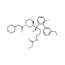 CCc1cccc(-c2c(F)cccc2[C@](O)(CCCNC(=O)OC)[C@@H]2CCCN(C(=O)CC3CCNCC3)C2)c1 ZINC000043200861