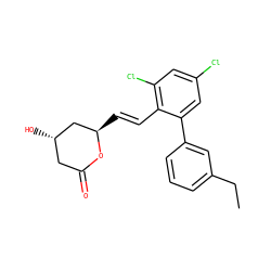 CCc1cccc(-c2cc(Cl)cc(Cl)c2/C=C/[C@@H]2C[C@@H](O)CC(=O)O2)c1 ZINC000029483705