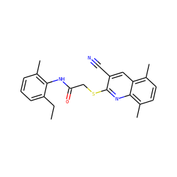 CCc1cccc(C)c1NC(=O)CSc1nc2c(C)ccc(C)c2cc1C#N ZINC000001354249