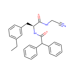 CCc1cccc(C[C@H](NC(=O)C(c2ccccc2)c2ccccc2)C(=O)NCC#N)c1 ZINC000013470916