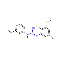 CCc1cccc(N(C)/C(N)=N/c2cc(Br)cc(SC)c2Br)c1 ZINC000027424490