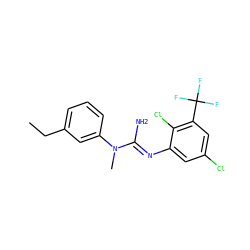 CCc1cccc(N(C)/C(N)=N/c2cc(Cl)cc(C(F)(F)F)c2Cl)c1 ZINC000027427907