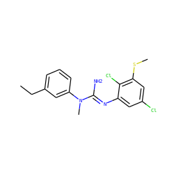CCc1cccc(N(C)/C(N)=N/c2cc(Cl)cc(SC)c2Cl)c1 ZINC000027424486
