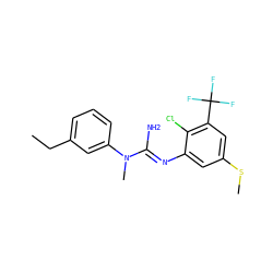 CCc1cccc(N(C)/C(N)=N/c2cc(SC)cc(C(F)(F)F)c2Cl)c1 ZINC000027427965