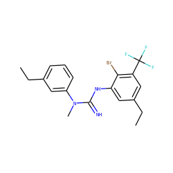 CCc1cccc(N(C)C(=N)Nc2cc(CC)cc(C(F)(F)F)c2Br)c1 ZINC000027426363