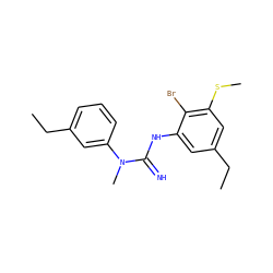 CCc1cccc(N(C)C(=N)Nc2cc(CC)cc(SC)c2Br)c1 ZINC000027429668