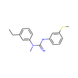 CCc1cccc(N(C)C(=N)Nc2cccc(SC)c2)c1 ZINC000000020075