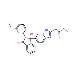 CCc1cccc(N2C(=O)c3ccccc3[C@]2(O)c2ccc3nc(NC(=O)OC)[nH]c3c2)c1 ZINC000038254263