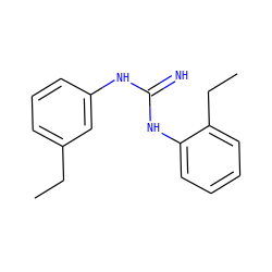 CCc1cccc(NC(=N)Nc2ccccc2CC)c1 ZINC000013776041