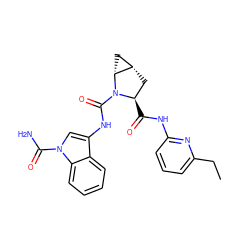 CCc1cccc(NC(=O)[C@@H]2C[C@H]3C[C@H]3N2C(=O)Nc2cn(C(N)=O)c3ccccc23)n1 ZINC000143987995
