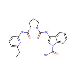 CCc1cccc(NC(=O)[C@@H]2CCCN2C(=O)Nc2cn(C(N)=O)c3ccccc23)n1 ZINC000148060926
