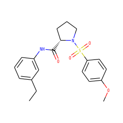 CCc1cccc(NC(=O)[C@@H]2CCCN2S(=O)(=O)c2ccc(OC)cc2)c1 ZINC000007807592