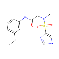 CCc1cccc(NC(=O)CN(C)S(=O)(=O)c2c[nH]cn2)c1 ZINC000005155488