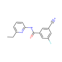 CCc1cccc(NC(=O)c2cc(F)cc(C#N)c2)n1 ZINC000058512553