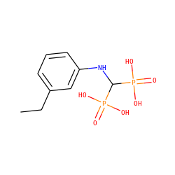 CCc1cccc(NC(P(=O)(O)O)P(=O)(O)O)c1 ZINC000013673732