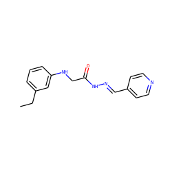 CCc1cccc(NCC(=O)N/N=C/c2ccncc2)c1 ZINC000201288811
