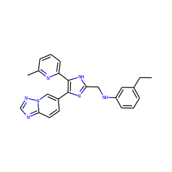 CCc1cccc(NCc2nc(-c3ccc4ncnn4c3)c(-c3cccc(C)n3)[nH]2)c1 ZINC000113391587