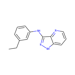 CCc1cccc(Nc2n[nH]c3cccnc23)c1 ZINC000166879471