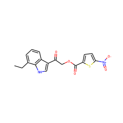 CCc1cccc2c(C(=O)COC(=O)c3ccc([N+](=O)[O-])s3)c[nH]c12 ZINC000003380947