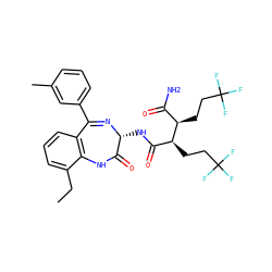 CCc1cccc2c1NC(=O)[C@@H](NC(=O)[C@H](CCC(F)(F)F)[C@H](CCC(F)(F)F)C(N)=O)N=C2c1cccc(C)c1 ZINC000210711900