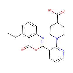 CCc1cccc2nc(-c3cccnc3N3CCC(C(=O)O)CC3)oc(=O)c12 ZINC000043079851