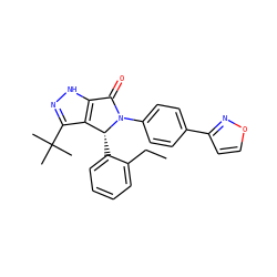 CCc1ccccc1[C@@H]1c2c(C(C)(C)C)n[nH]c2C(=O)N1c1ccc(-c2ccon2)cc1 ZINC000096177114