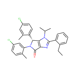 CCc1ccccc1-c1nc2c(n1C(C)C)[C@@H](c1ccc(Cl)cc1C)N(c1cc(Cl)ccc1C)C2=O ZINC000169705739