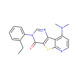 CCc1ccccc1-n1cnc2c(sc3nccc(N(C)C)c32)c1=O ZINC000013676100