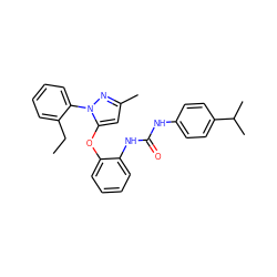 CCc1ccccc1-n1nc(C)cc1Oc1ccccc1NC(=O)Nc1ccc(C(C)C)cc1 ZINC000029043838