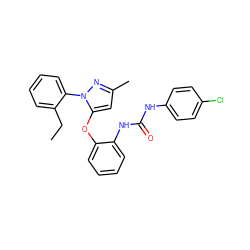 CCc1ccccc1-n1nc(C)cc1Oc1ccccc1NC(=O)Nc1ccc(Cl)cc1 ZINC000029045408